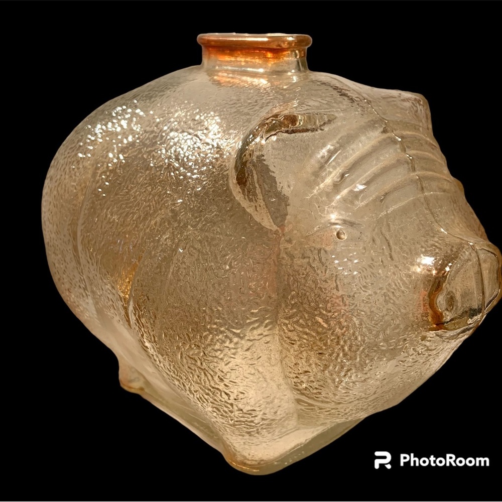 Anchor Hocking Amber iridescent Glass Piggy Bank LARGE